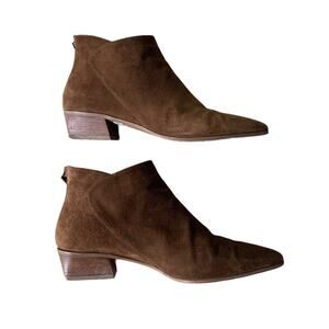 Aquitalia Chelsea Boot Suede Camel Size 9.5 Back Zip Western Modern Boho